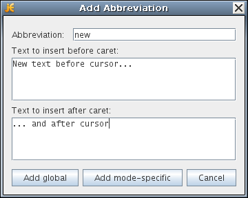 Add Abbreviation dialog box