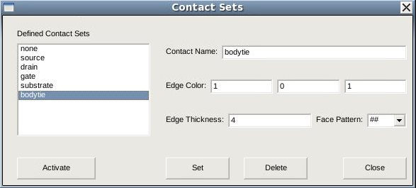 Contact Sets dialog box