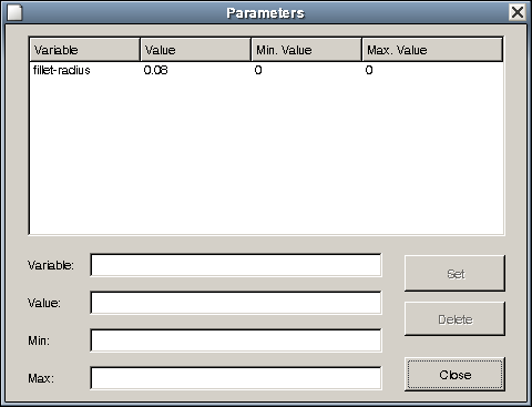 Parameters dialog box