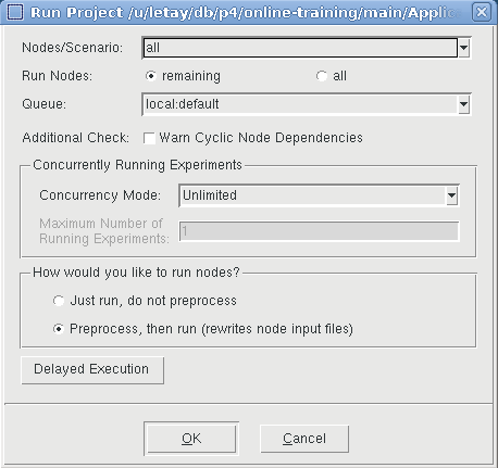 Run Project dialog box with concurrency mode