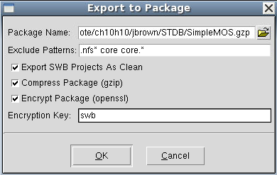 Export to Package dialog box