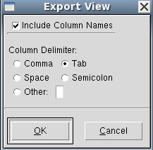 Export View dialog box