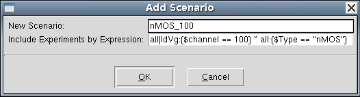 Add Scenario dialog box with experiments